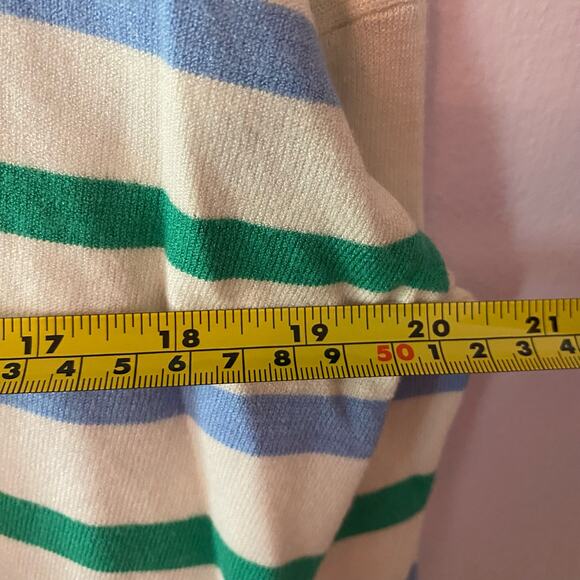 NWOT LOFT Women's size Small White Green Blue Striped Lightweight Sweater - Picture 7 of 8